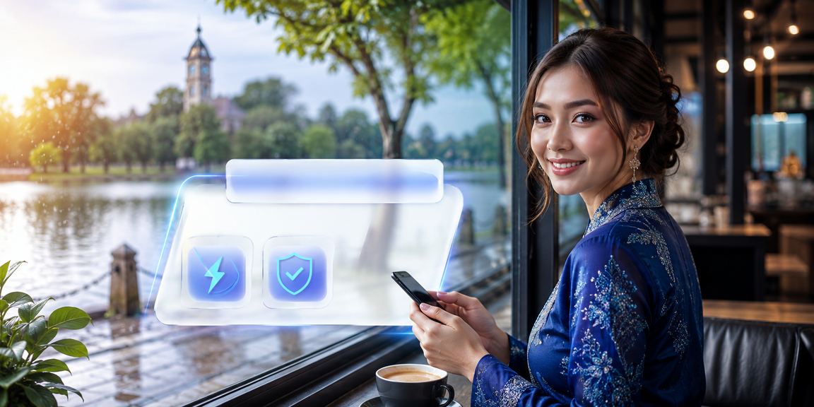 Pengguna Malaysia dalam baju kurung membuat deposit untuk platform pertaruhan 129